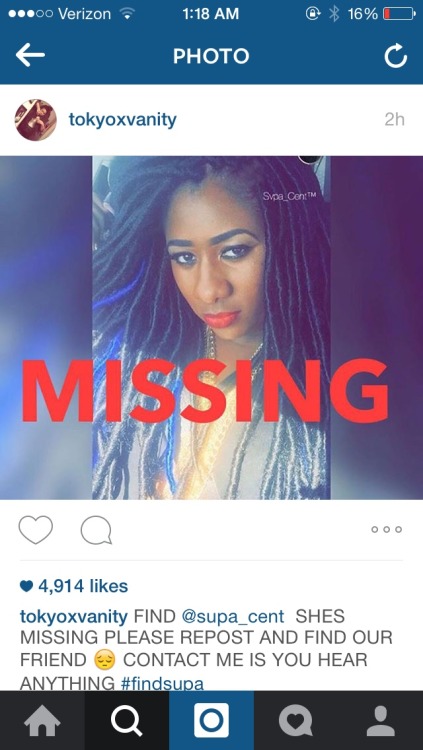 nigga-are-you-even-kawaii: A girl known from Instagram, Supa_cent, is missing, if you live in NOLA a