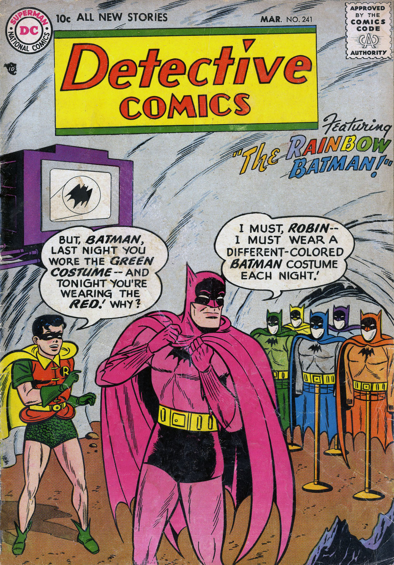 The Rainbow Batman Detective Comics #241 Comic Cover 2" X 3" Fridge Magnet