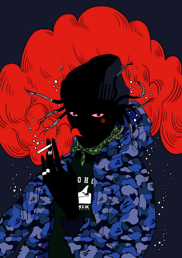 xuh - illustration for Keith Ape’s tokyo show flyer