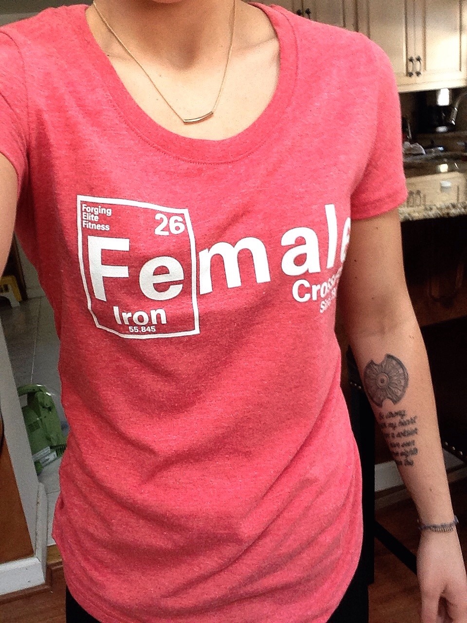 barbells-and-highheels:  Rocking my “Iron Female” shirt at work today