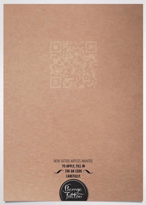 helloyoucreatives:  This Tattoo studio comes up with innovative print ad. 