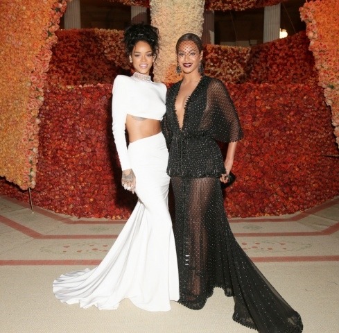 dopeheauxshit:  Rihanna and Beyoncé at the Met Gala in NYC 2014 