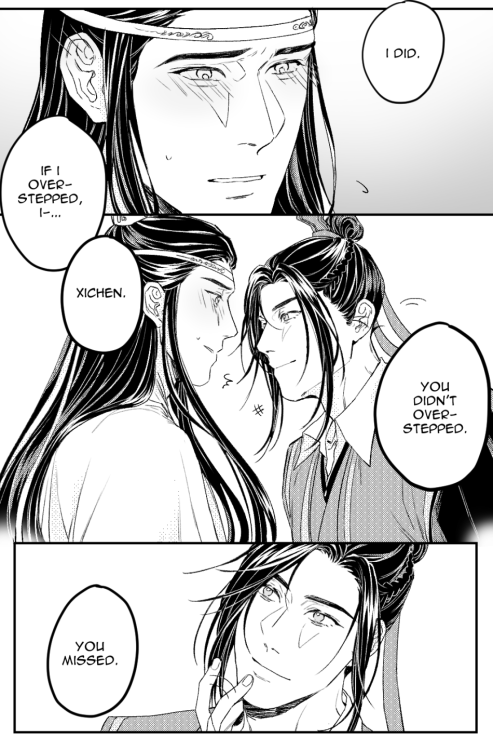  “Lan Xichen’s lips touch his forehead, […]”