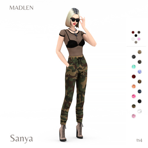 Sanya Outfit Pack Camo pants combined with semi transparent top!Separate packages.Pack includes two 