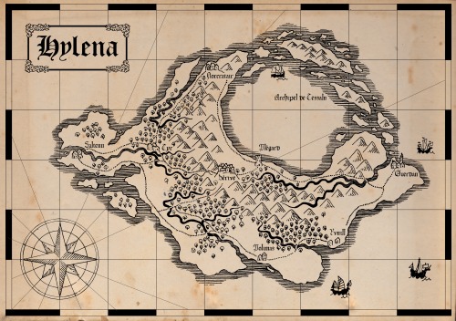 Map of HylenaDone for Elanndelh’s RPG Flenjyr. Hylena was owned by pirates until recently. The villa