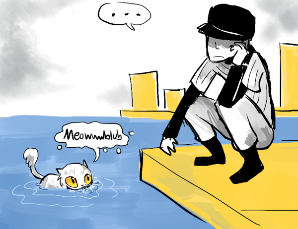 w1tchofdoom:  whitepool:  cat meows under plastic water [x]   Oh my god, he is adorable