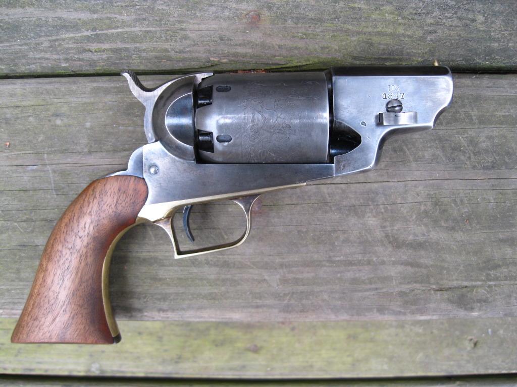 titovka-and-bergmutzen:  1847 Walker Colt given the “Avenging Angel” treatment.