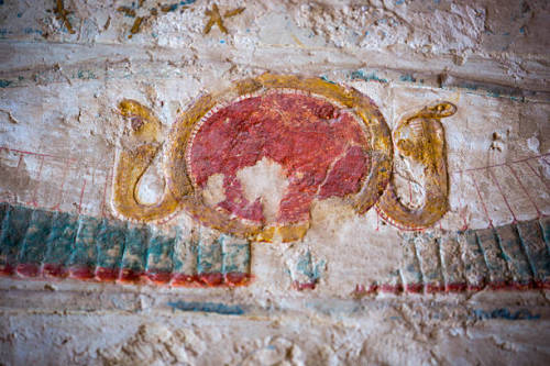 Winged sun disk with two uraeus at the Mortuary Temple of Hatshepsut, 15th century BC, Deir el-Bahar