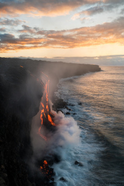 travelbinge: The lava hit the ocean by Raiatea