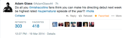 mkhunterz:  theangelshavethewinchester:  jeremycarversweaterfetish:  theangelshavethewinchester:  SUPERNATURAL FANS Let’s do this thing and bring in some awesome ratings next week!! We’re all still anxiously awaiting his confirmation for season 10,