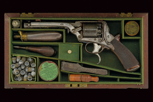 Cased English Deane, Adams, &amp; Deane Tranter double trigger percussion revolver, mid 19th cen