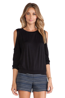 Black Off the Shoulder Round Neck Slim Top