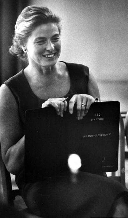 tea-courage-continue:Ingrid Bergman in rehearsals for her television debut ‘The Turn Of The Screw’, 