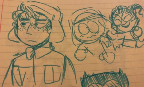 Some super old south park doodles, the first doodle is a draft of an earlier piece on my blog