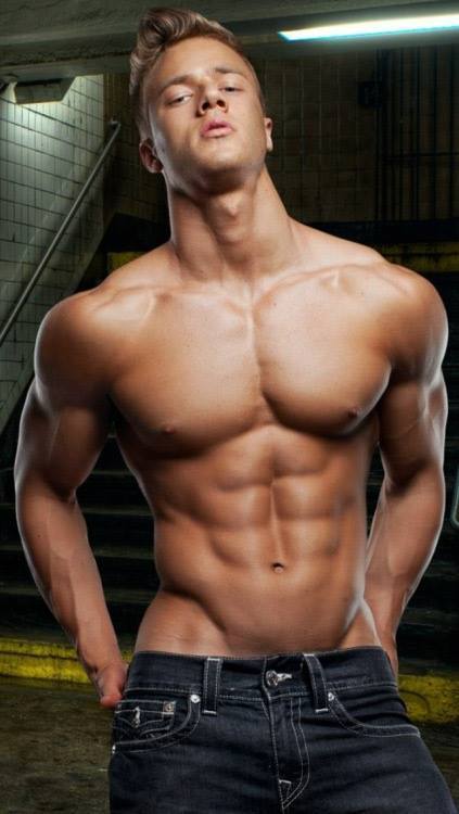 navyfistfighter:  Tough Muscle StudLooks tough and cocky. Just the way I like fight and grappling opponents. Bare chest in tight jeans showing off the big pecs, tight abs, and biceps. He looks pumped and jacked to fight or wrestle.