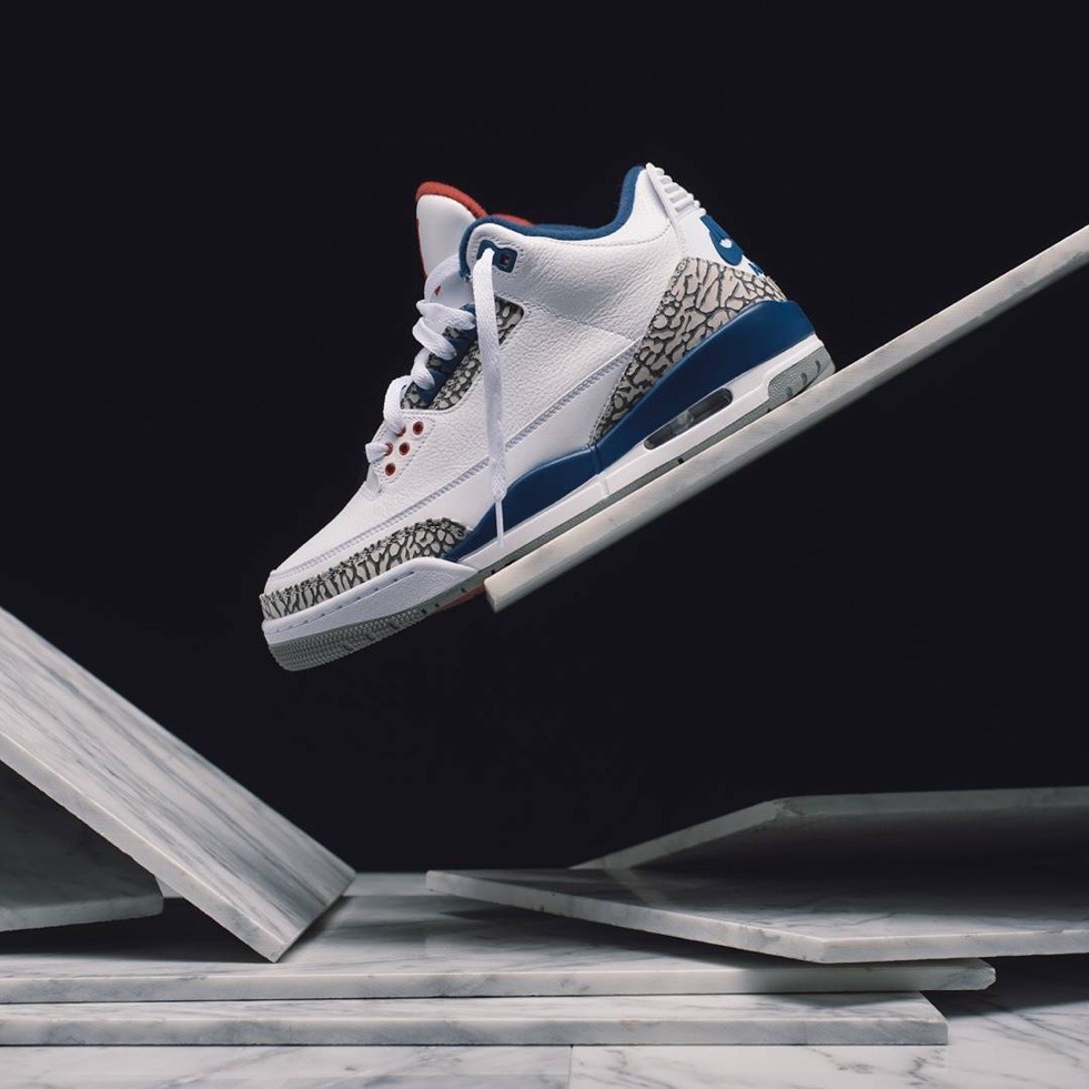 jordan 3 true blue on feet