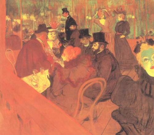 artist-lautrec:The Promenoir the Moulin Rouge, 1895, Henri de Toulouse-LautrecMedium: oil,canvas