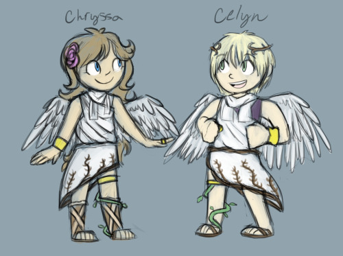 my hand slipped with flightlesswarrior and we designed pit and viridi twins. they are precious and y