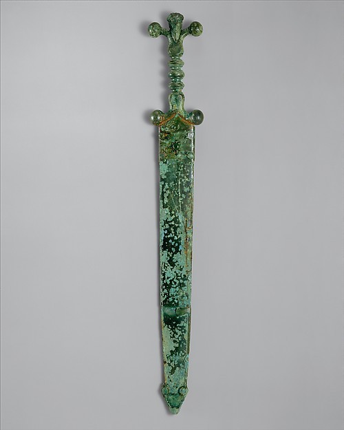 ancientpeoples:Sword with copper alloy scabbard and anthropomorphic hiltCeltic, ca. 60 BCAlthough th