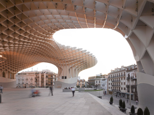      Metropol Parasol in Seville, Spain   Claimed to be the largest wooden structure in the world, Metropol Parasol located in Seville, Spain took over 5 years to complete. 