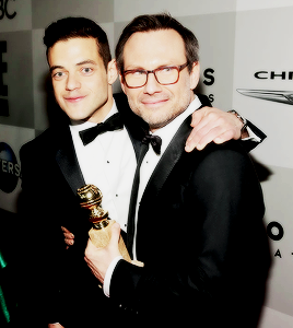 benmckee:   Rami Malek and Christian Slater attend Golden Globe Awards After Party