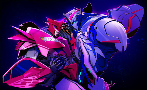 Commission for @Quere_vvv over on twitter! Knockout and Smokescreen sharing a tender moment \(♥ω♥ )/