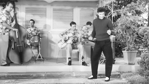 seredelgi:Elvis Presley performing “Baby I don’t care” in “Jailhouse rock” (1957)The oufits in this movie were ON POINT.