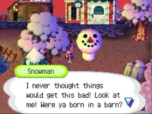 shadowkeese: I give you, the cynical snowman from Animal crossing   Happy Holidays