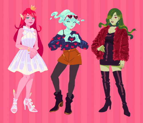 some valentine’s day looks for monster prom’s miranda, polly, and vera! happy v-day tumb