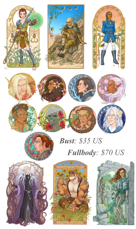 emilykcomicsmith:COMMISSIONS OFFICIALLY OPEN.  Once again, my superfluously floral art nouveau 