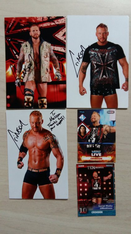 Yesterday my autographs from TNA’s Crimson arrived. Sent them out back in November I guess. I only s