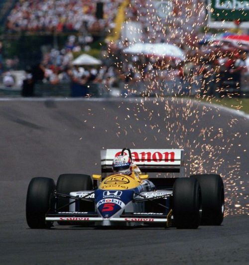 Rough and sparkling&hellip; Nigel Mansell (Canon Williams Honda Team) at the 1986 Canadian Grand