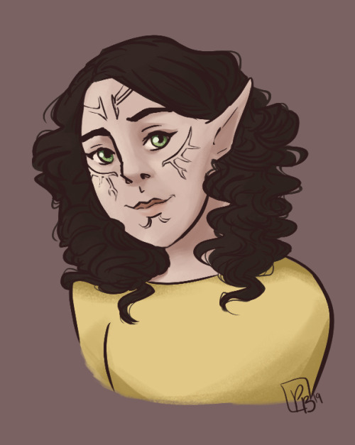 protect-him: cute curly-haired Merrill![commissions open | ko-fi]