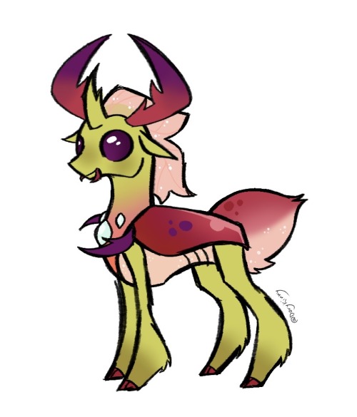 ID: Thorax from my little pony, but slightly altered. He looks scrawnier and there is no orange on him, just pinks and purples.