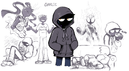 Here’s an OC I made for a game of fiasco a few nights ago! His name is Charlie and he’s a fugitive b