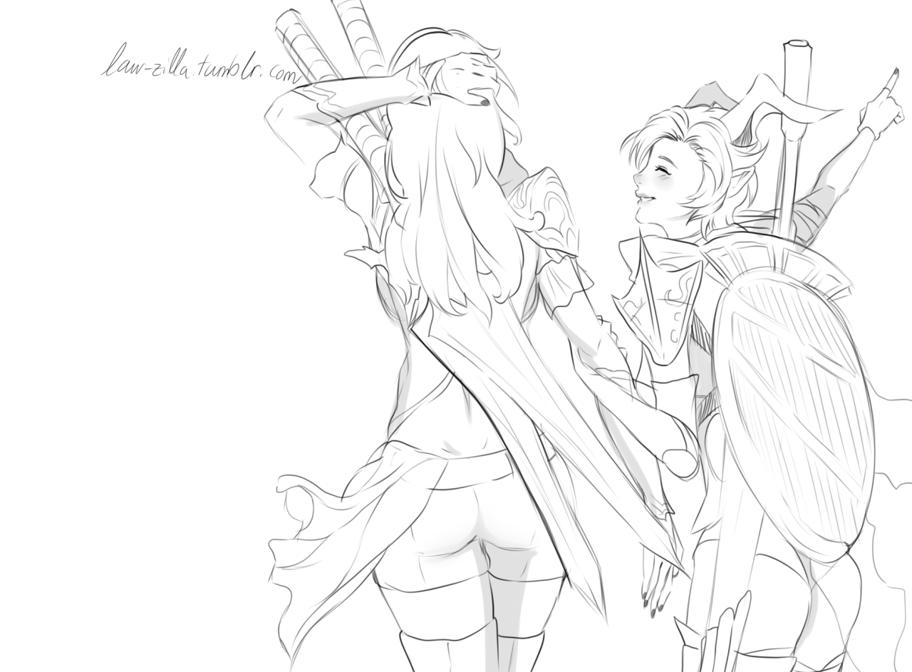 Tera couple sketch :)Actually, my human warrior, and my sister’s castanic lancer