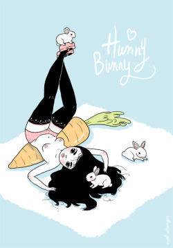 melstringer:  I’ve been working on this since yesterday morning. Hunny Bunny and her real baby bunnies. I had fun drawing realistic bunnies for once. I’ve got this print and a few newbies available here. x 