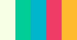 color-palettes:  Tropica - Submitted by Inksilver #F9FFE5 #00CC95 #00B4CC #EF3B68 #FFBC2D