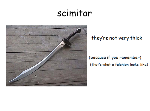 kyno-rens: commonly confused medieval weapons a powerpoint by me now stop screwing them up seriously