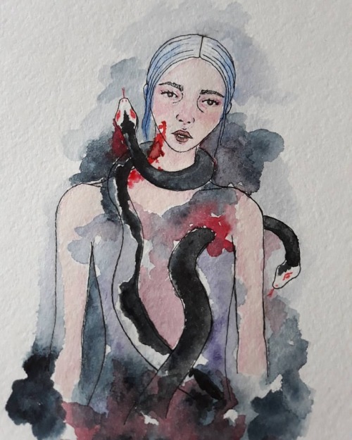 aftertherainynight: “Panic attack” You’re the calm to my chaos . #panicattack #snakes #artist #artis