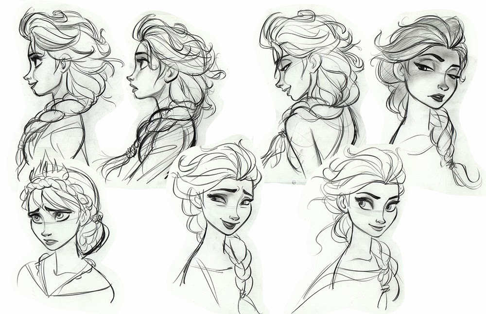arkhane:  Disney concept art: Young Elsa and Anna and Elsa from Frozen. Art by