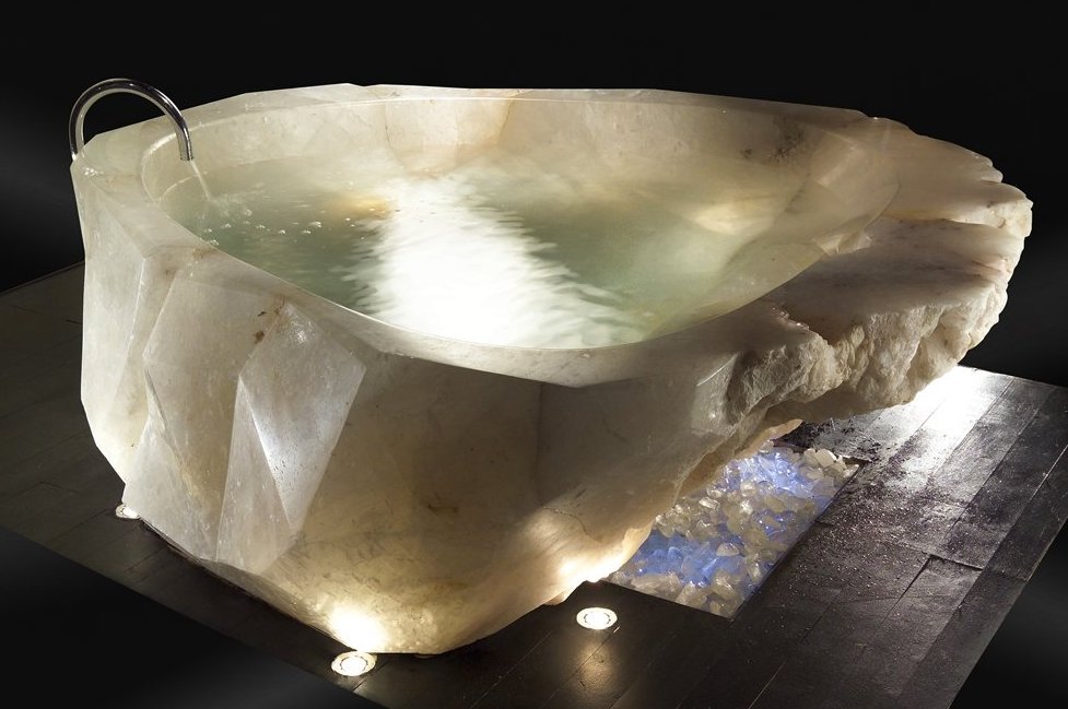 sixpenceee:  Bathtub cut from a single piece of quartz crystal.    @ink-meows imagine