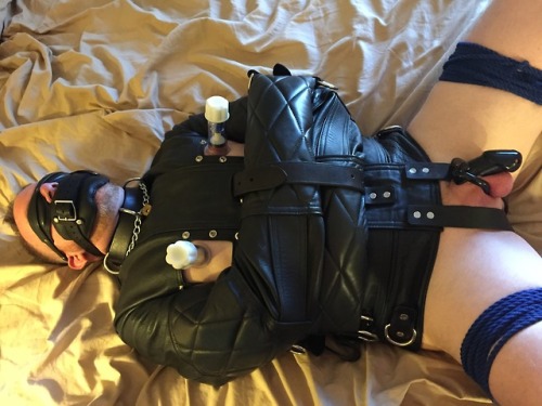 feelingknottycda: Just how I like to have my boy, RJRock. Locked, plugged, restrained, gagged, and w