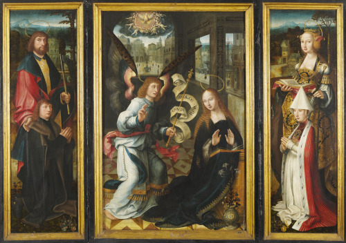 Triptych of the Annunciation with portraits of Herman Plönnies and his wife Uta by Jacob van Utrecht