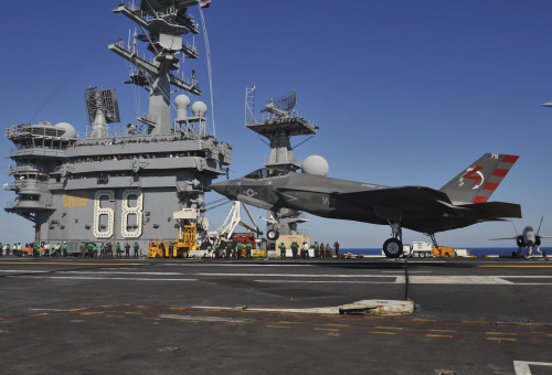 F-35C Completes First Arrested Landing aboard Aircraft Carrier