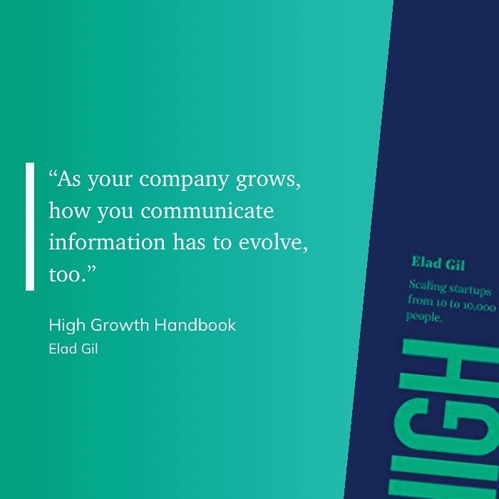 “As your company grows, how you communicate information has to evolve, too.”
-Elad Gil (#highgrowthhandbook)
#business #growth #leadership #quotes
https://www.instagram.com/p/CXwoWdLv04R/?utm_medium=tumblr