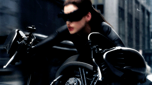 villanellie:Anne Hathaway as Catwoman driving the batpod in The Dark Knight Rises (2012)