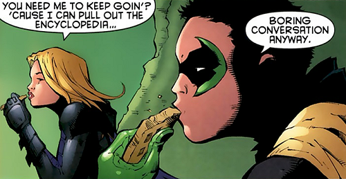 gregfahlgren:  Stephanie Brown.  The only person capable of shutting Damian up.