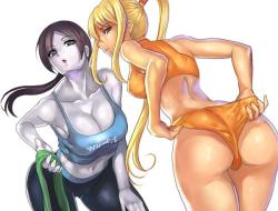 hen-tie:  sgeewiz:  Wii Fit Trainer and Samus!