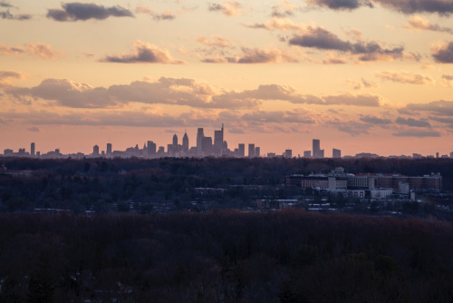 The city of Billy Penn today at sunset. This photo was taken from the observation deck of Glencairn’